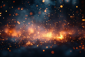 Bright sparks and glowing embers fil, a Photo by Tanuart