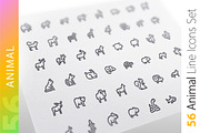 Animal Line Icons Set, an Outline Icon by Voysla's Shop (Thumbnail 1 of 4)