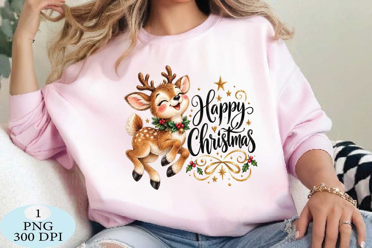 Happy Christmas Reindeer PNG, a Seasonal Illustration by Daily.Designs (Photo 3 of 5)