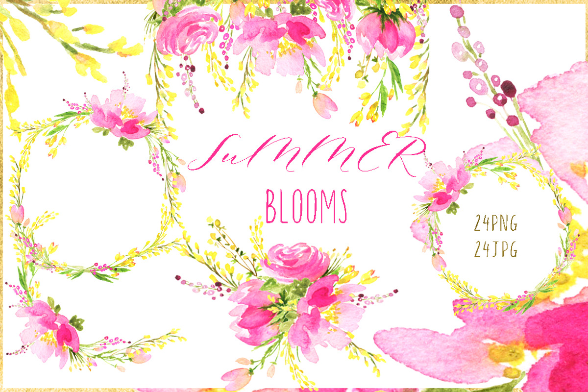 Summer blooms. watercolor clipart, an Illustration by LABFcreations (Photo 2 of 5)