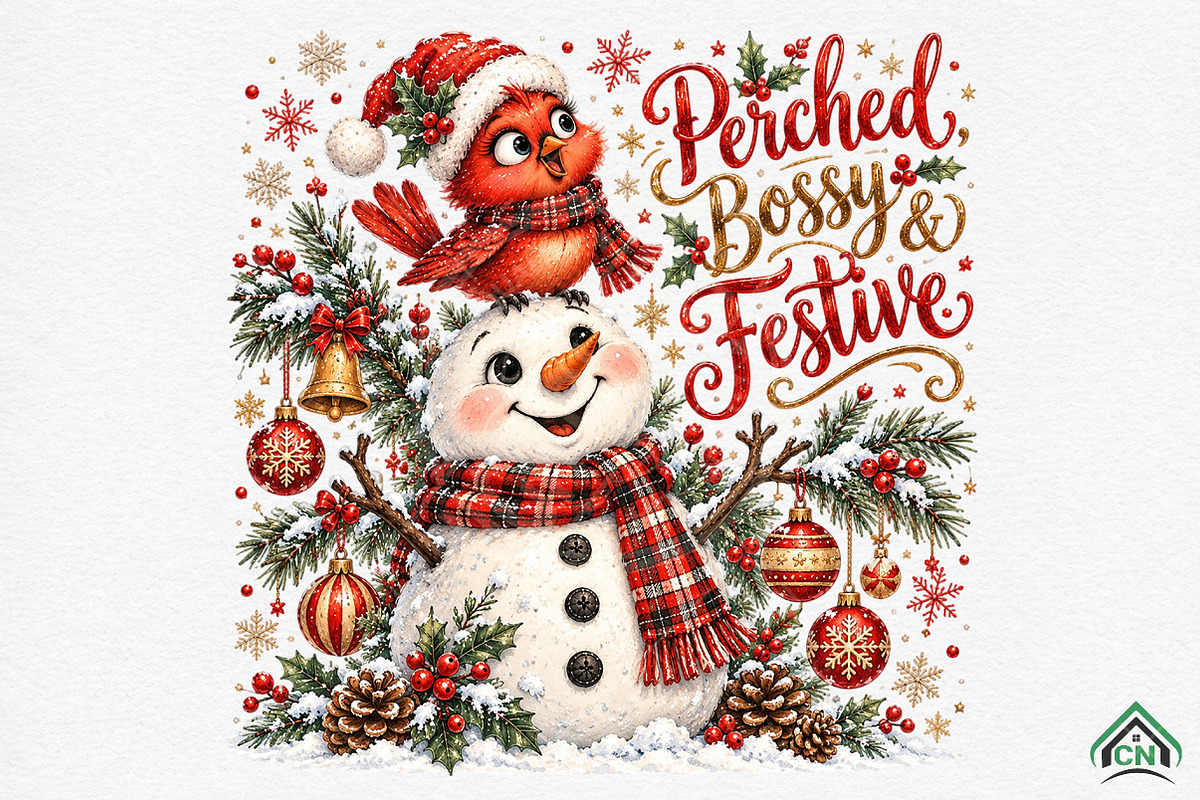 Perched, Bossy & Festive Christmas, a Seasonal Illustration by Craft Nest (Photo 1 of 6)