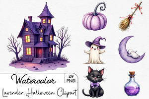 Lavender Halloween Clipar, an Illustration by CrexoraLab