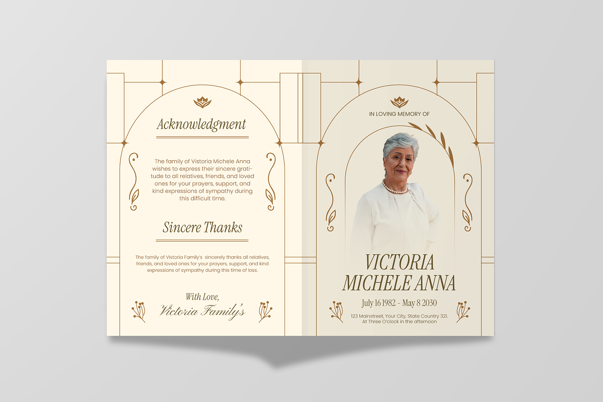 Funeral Program Bifold Brochure, a Flyer Template by Annora Studio (Photo 4 of 6)