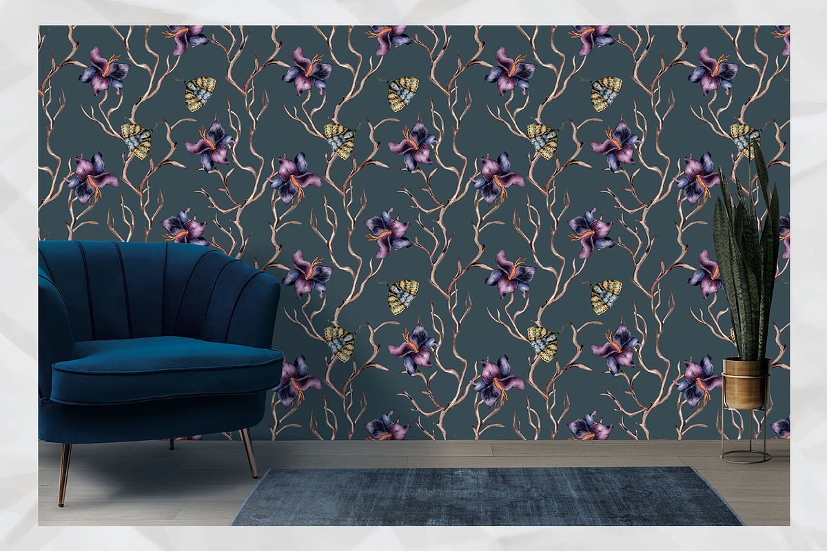 Dark floral watercolor clipart, an Illustration by Kate Lanbina (Photo 15 of 19)