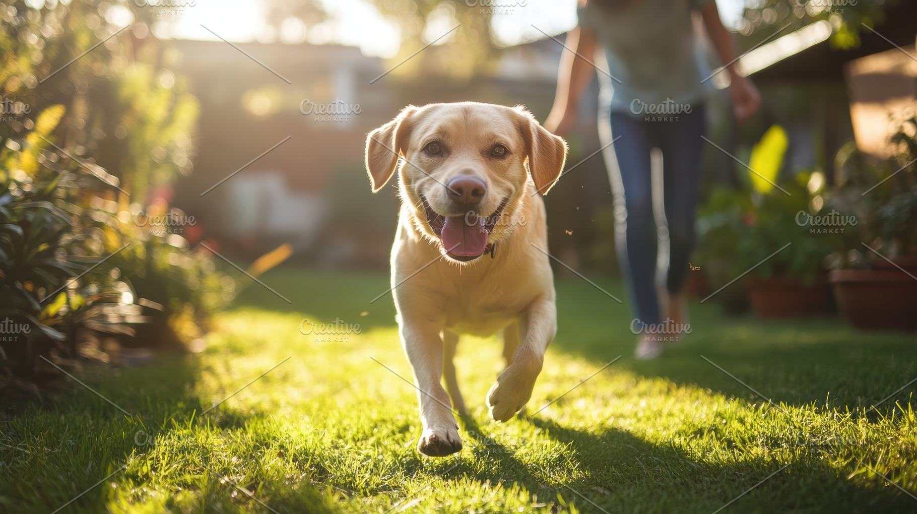 Happy retriever running towards the, an Animal Photo by Pixeness Studio