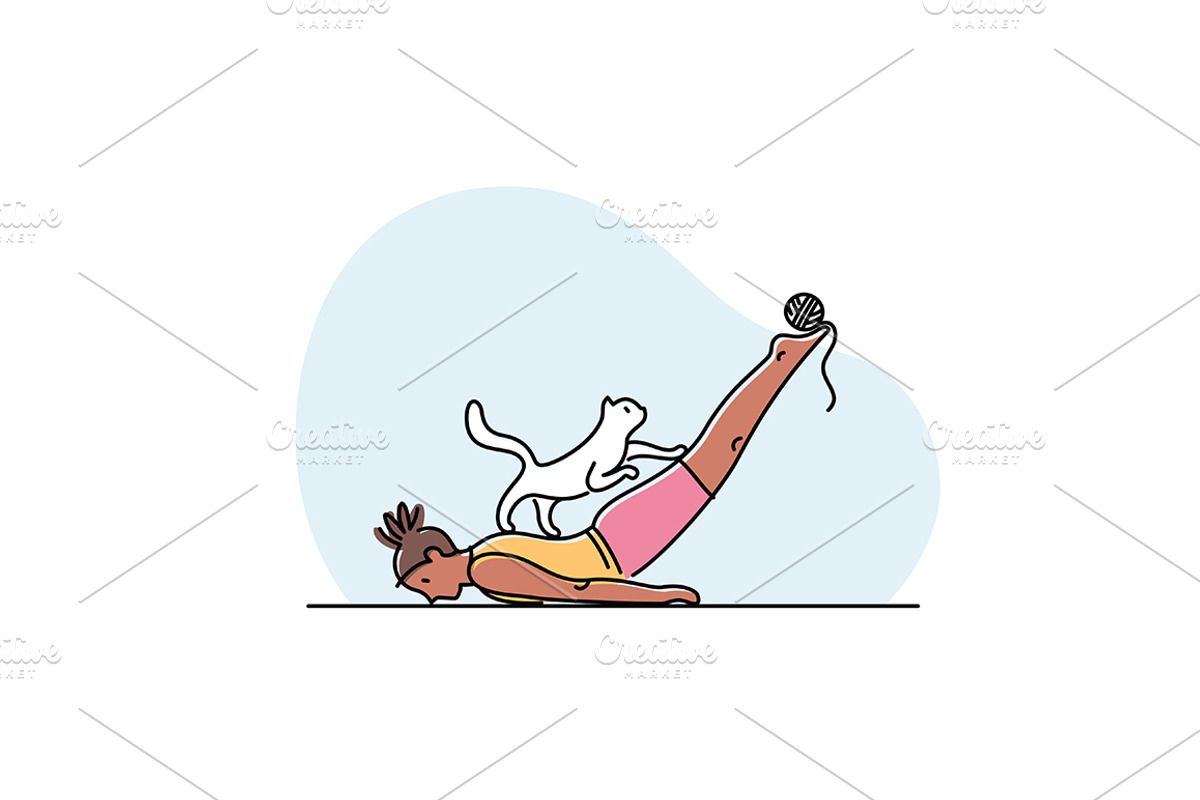 Yoga practice & cat illustration set, a Healthcare Illustration by tetiana.svirska (Photo 6 of 17)