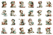 Whimsical Summer Cat Clipart, an Illustration by CreationArt (Thumbnail 7 of 7)