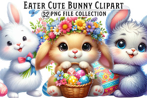 Happy Eater Bunny Clipart, an Illustration by Dream Creation