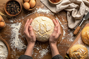 Artisan Hands Shaping Rustic Bread Dough, a Food & Drink Photo by Davizro's Market
