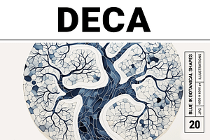 Deca Co - Blue Ink Botanical Shapes, a Texture Illustration by milatovar