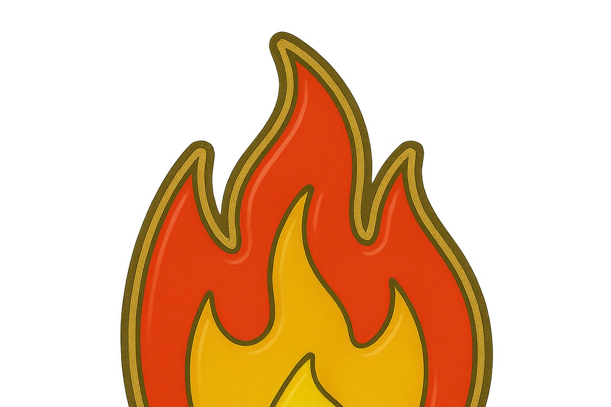 Fire flame enamel pin illustration o, an Illustration by Dvoevnore photos