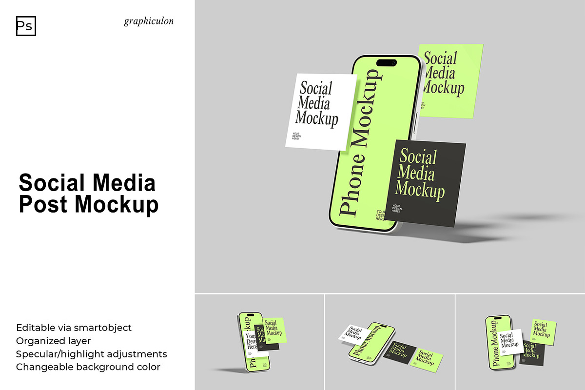 Social Media Post Mockup, a Device Mockup by Graphiculon (Photo 1 of 11)