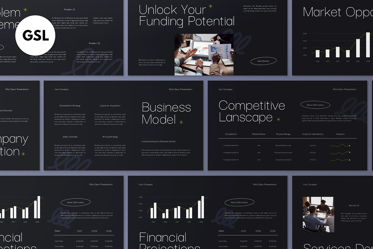 Gray Yellow Pitch Deck Google Slide, a Presentation Template by graphicook (Photo 1 of 4)