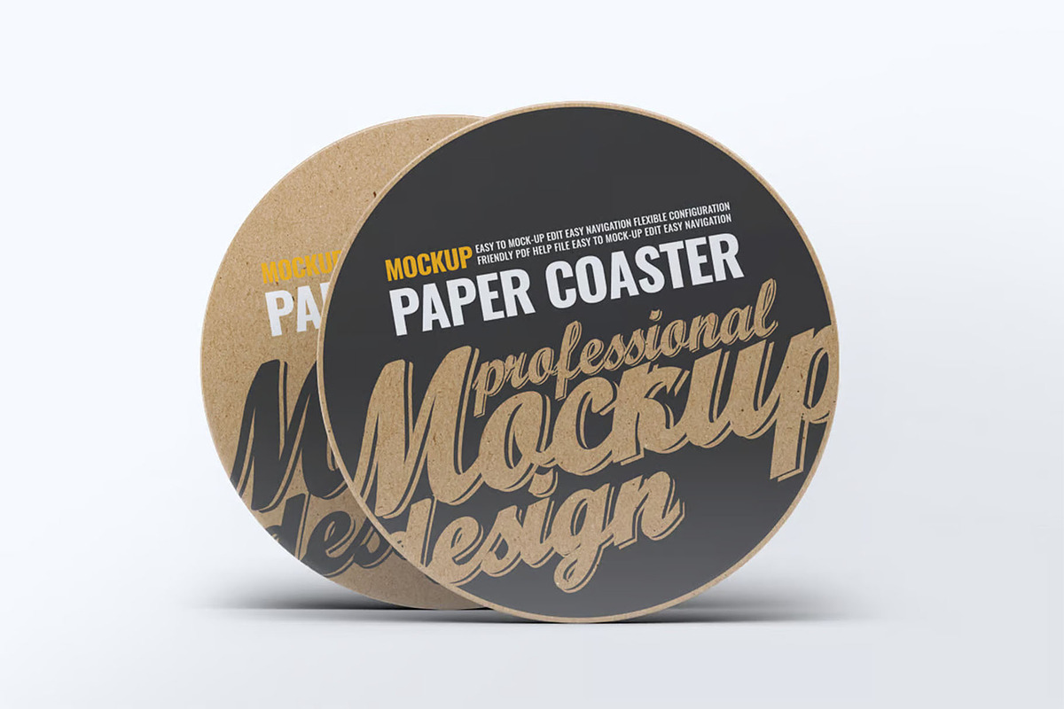 Paper Coaster Mockup, an Advertising Mockup by Hubzway (Photo 1 of 9)