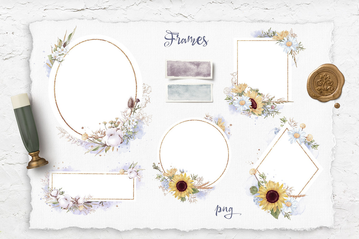 Watercolor Sunflowers and Cotton, an Illustration by Yuliya Art (Photo 13 of 24)