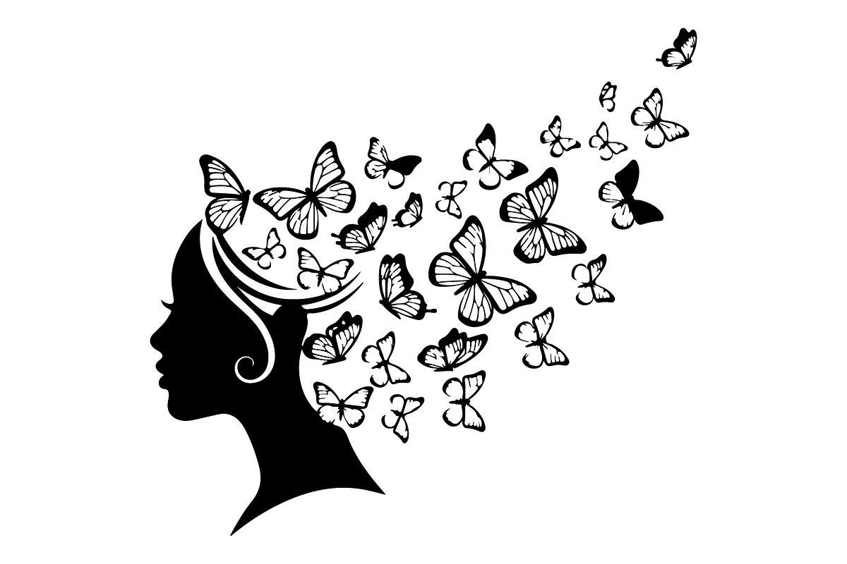 Woman Butterfly Hair Silhouette, an Object Illustration by yasushie (Photo 5 of 31)
