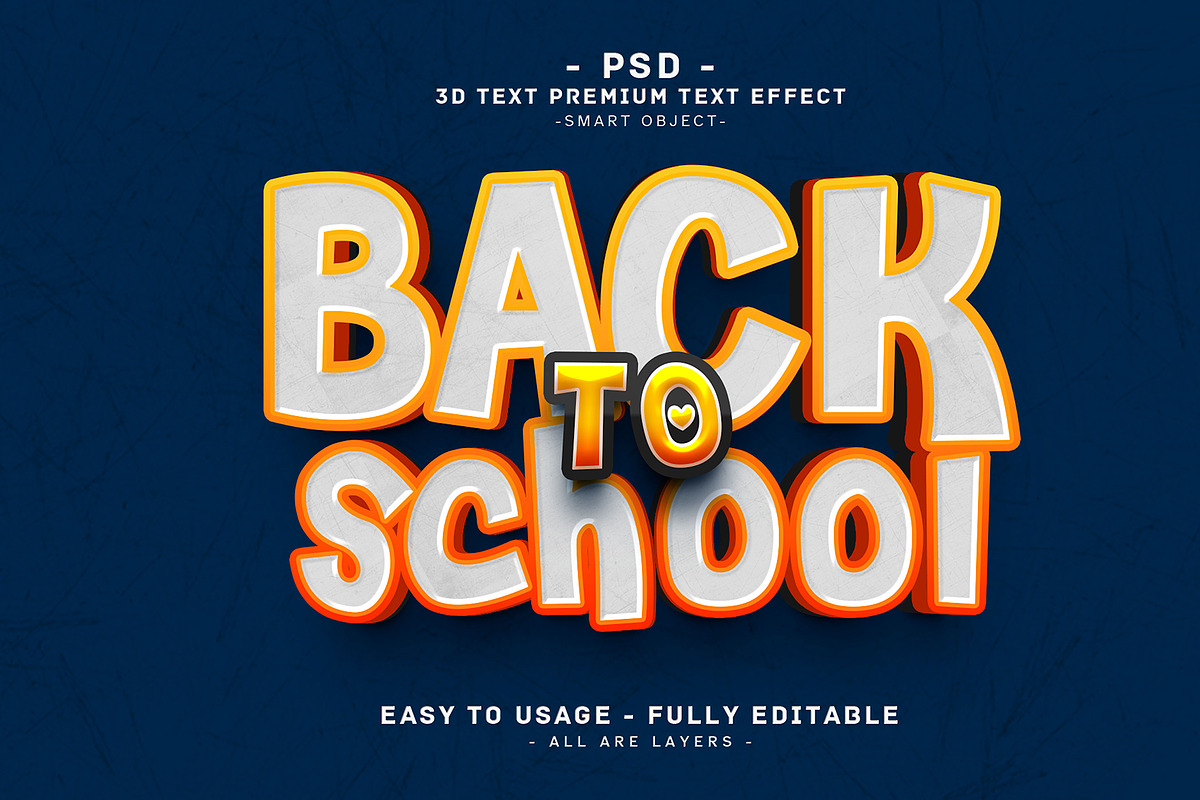 Back To School 3D Editable Psd Text, a Layer Style Add-On by Md Jahidul99