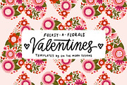 Folksy Florals Valentines Templates, an Illustration by On the Mark Designs (Thumbnail 1 of 7)