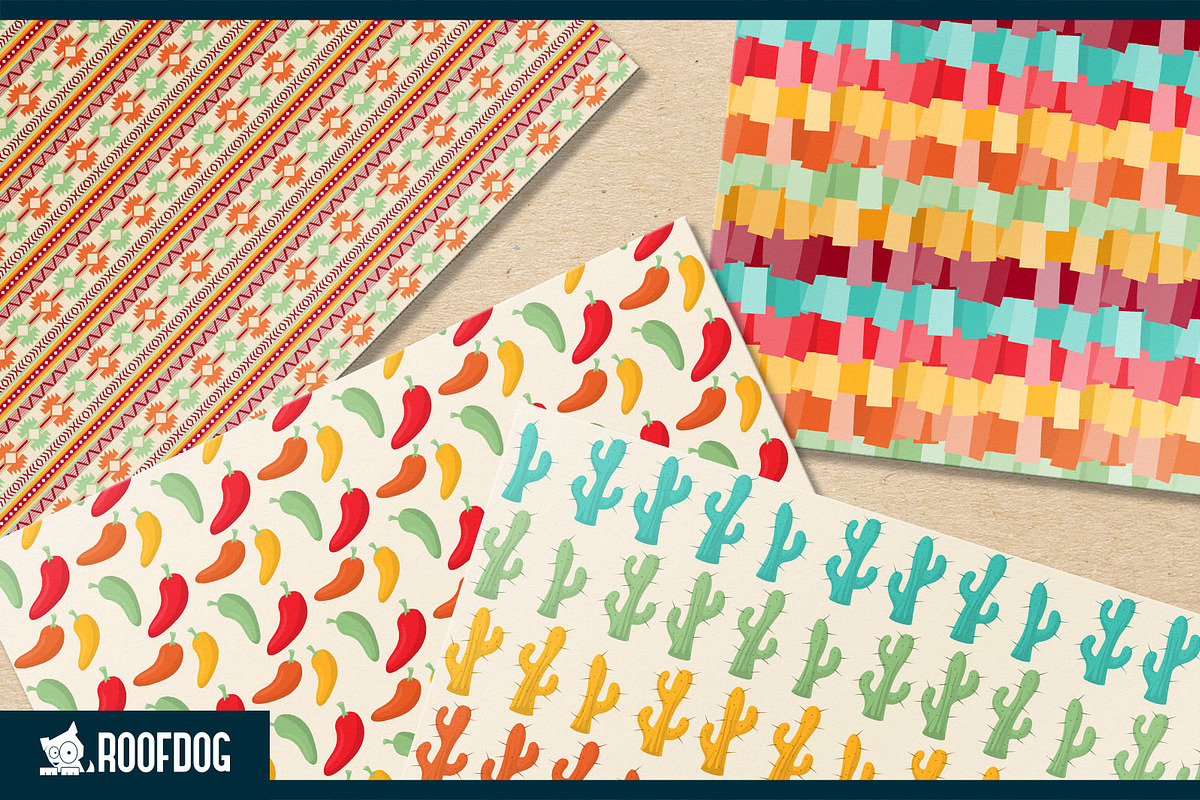 Cinco de Mayo themed digital papers, a Pattern Graphic by Roofdog Design (Photo 4 of 5)