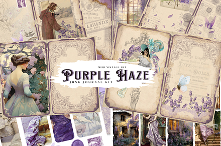 Purple Haze Junk Journal Kit, a Decorative Illustration by meribela