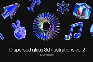 Dispersed glass 3d illustrations v.2, an Illustration by Wannathis.one