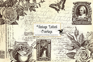 Vintage Letters Overlays, an Illustration by Digital Curio