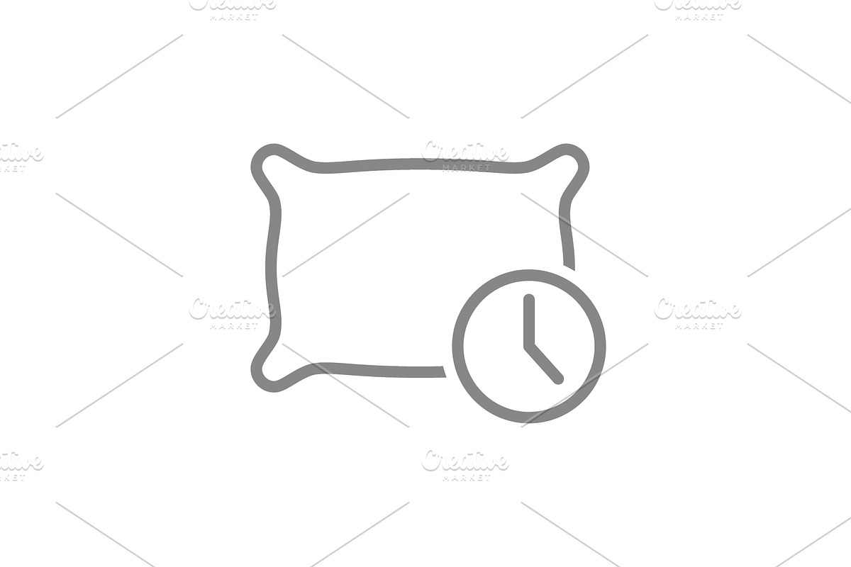 Pillow with a clock line icon, an Object Illustration by GraphiShop