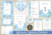 Blue Flower Watercolor Wedding Suite, an Invitation Template by Love Design (Thumbnail 1 of 13)