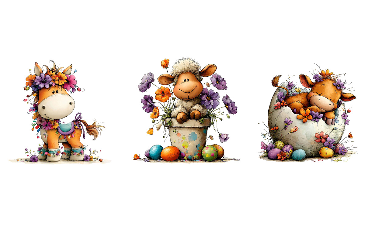 Whimsical Baby Farm Easter Clipart, an Illustration by CreationArt (Photo 5 of 6)