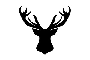 Deer Black silhouette head Christmas white background
