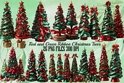 Red and Green Ribbon Christmas Trees, a Seasonal Illustration by Craft Nest (Thumbnail 1 of 5)