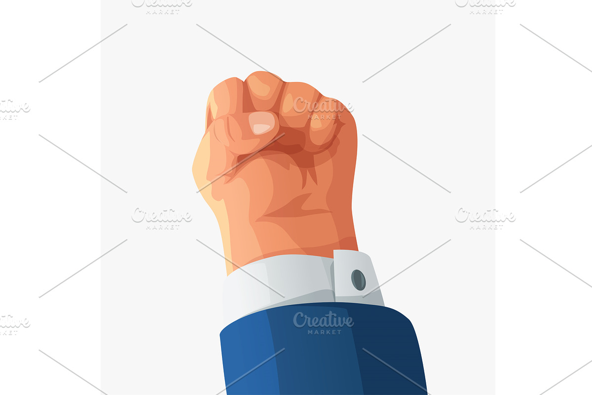 fat cute raised fist power on white, an Object Illustration by IfH