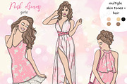 Pink Dreams Girls Clipart, a Person Illustration by GlamArtZhanna (Thumbnail 1 of 4)