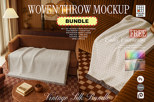 Woven Throw Mockup Bundle - 2 Files