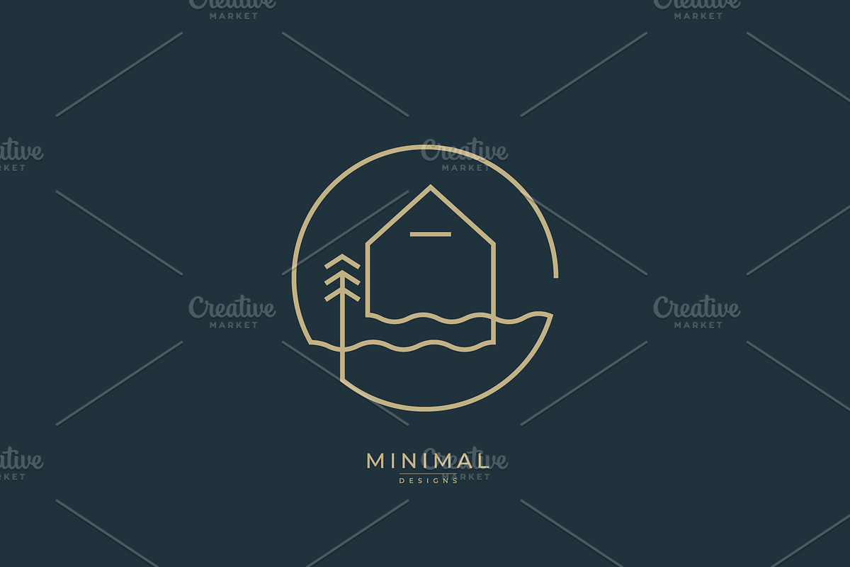 logo of a wave with a house, island, a Branding & Logo Template by idesign_4u