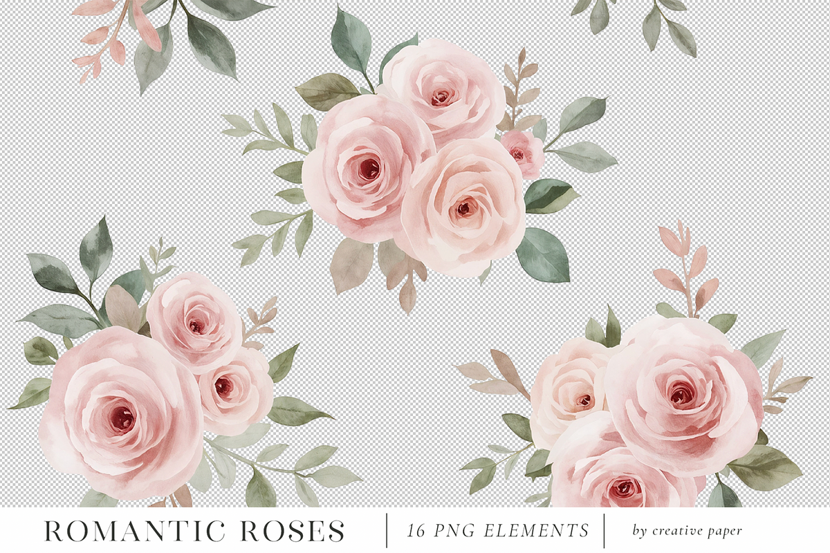 Romantic Roses (Png) Elements, a Background Graphic by by creative paper (Photo 5 of 10)