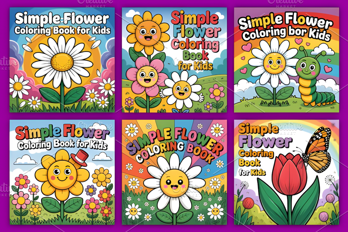 55 Simple Flower Coloring Book, a Decorative Illustration by Ink Gallery (Photo 4 of 4)