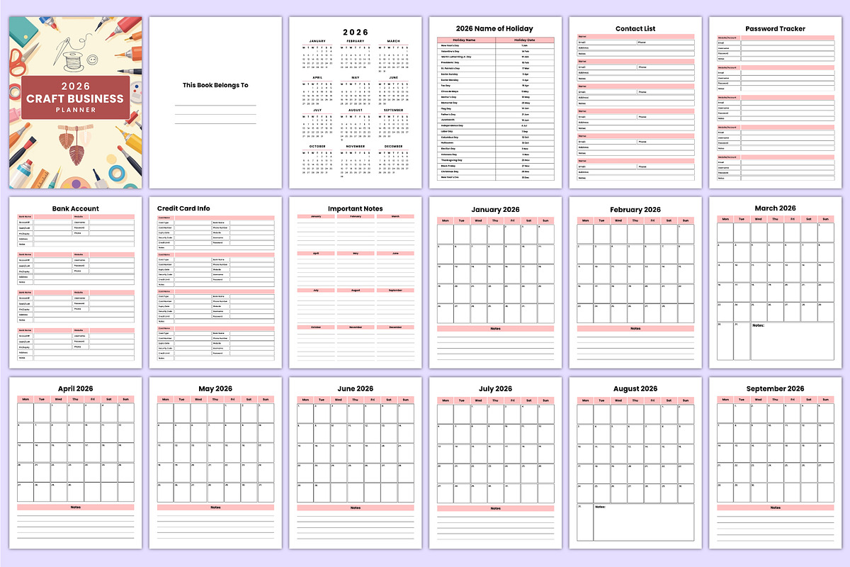 2026 Craft Business Planner Bundle, a Stationery Template by Mustafiz (Photo 2 of 6)