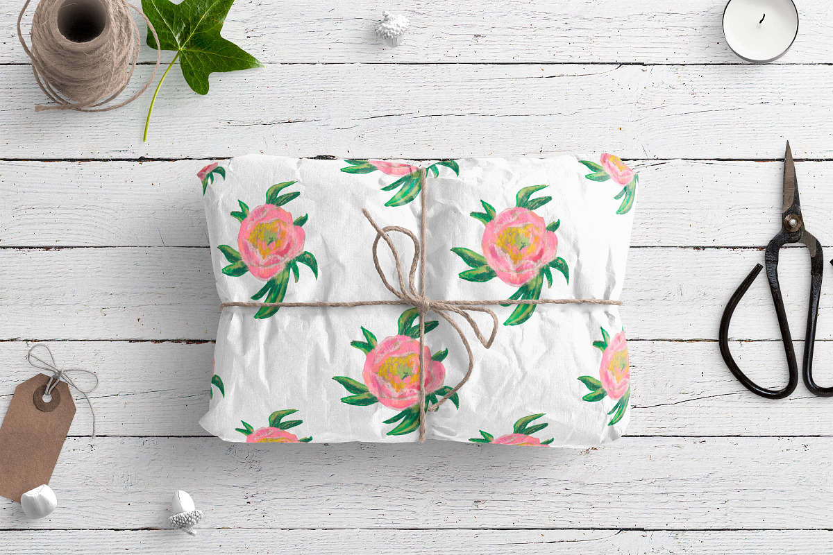 Peony Pattern Crayons  Seamless, a Pattern Graphic by Lucyinyourheart (Photo 10 of 10)