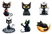 Spooky Black Cat Clipart, an Illustration by CreationArt (Thumbnail 3 of 6)