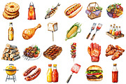 Watercolor Bbq Barbecue Clipart, an Illustration by Daily.Designs (Thumbnail 2 of 3)