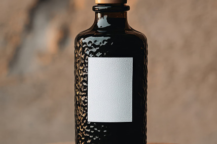 Dark Glass Bottle White Label Mockup, a Background Photo by Virgo Studio