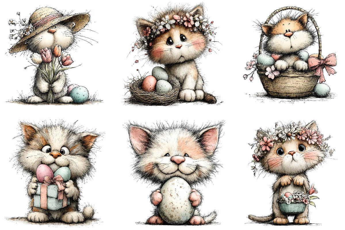Whimsical Easter Cat Clipart, an Illustration by Sublimation Artist (Photo 4 of 7)