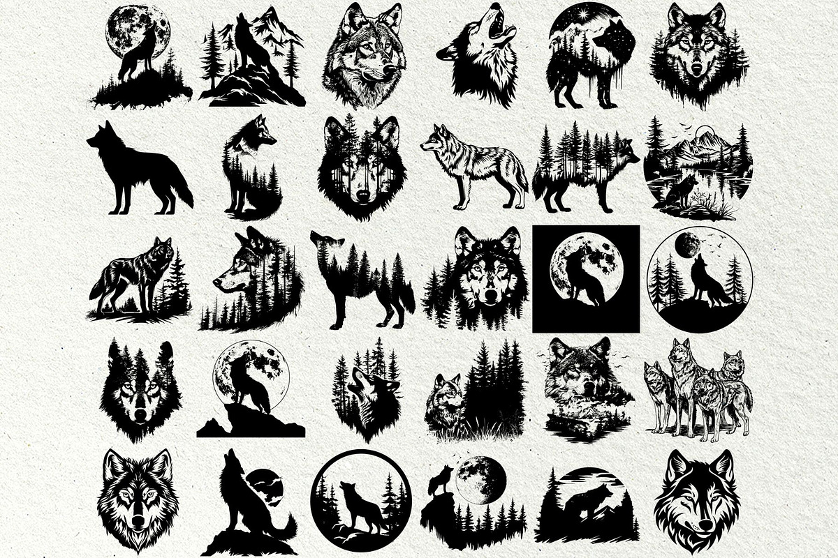Wolf SVG Bundle. Howling Wolf, an Animal Illustration by DENIDigitalArtSudio (Photo 3 of 8)