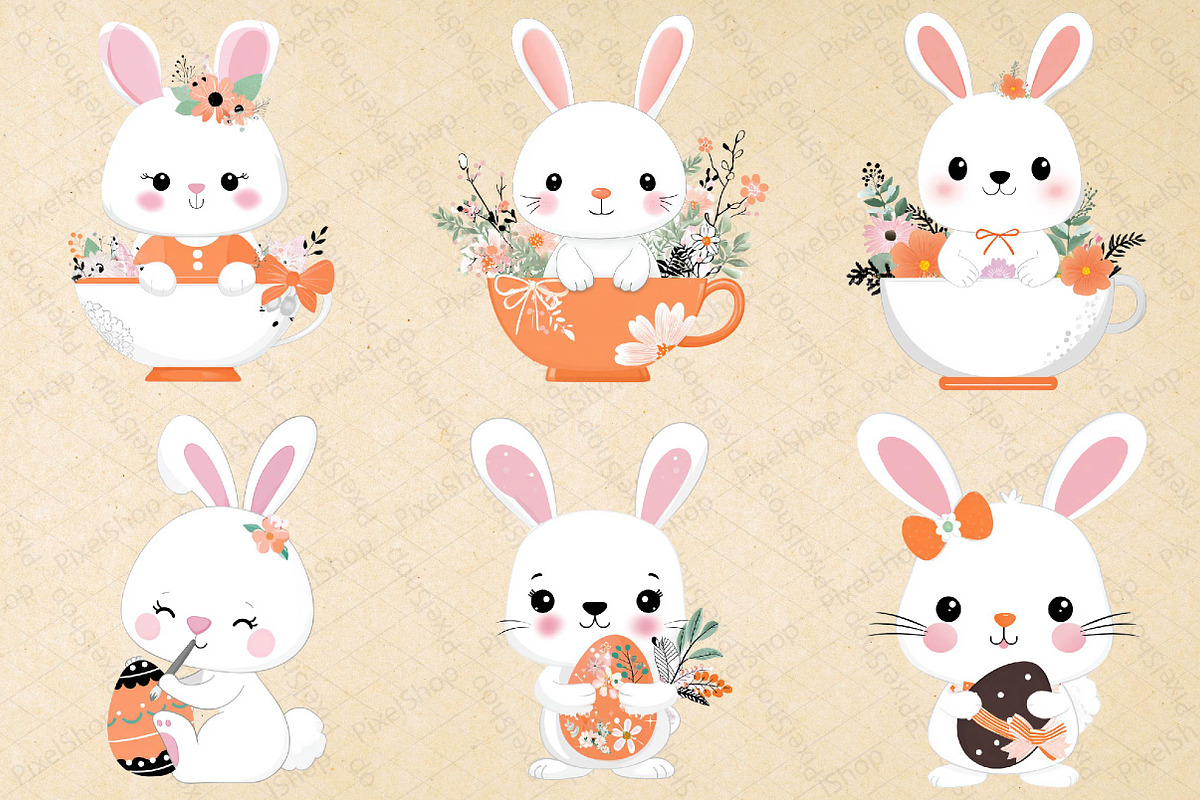 Easter Bunny Clipart Bundle, an Illustration by DreamPrint404 (Photo 5 of 5)