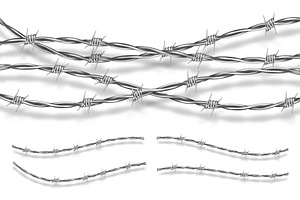 Metal steel barbed wire with thorns, a Decorative Illustration by art PVP - market