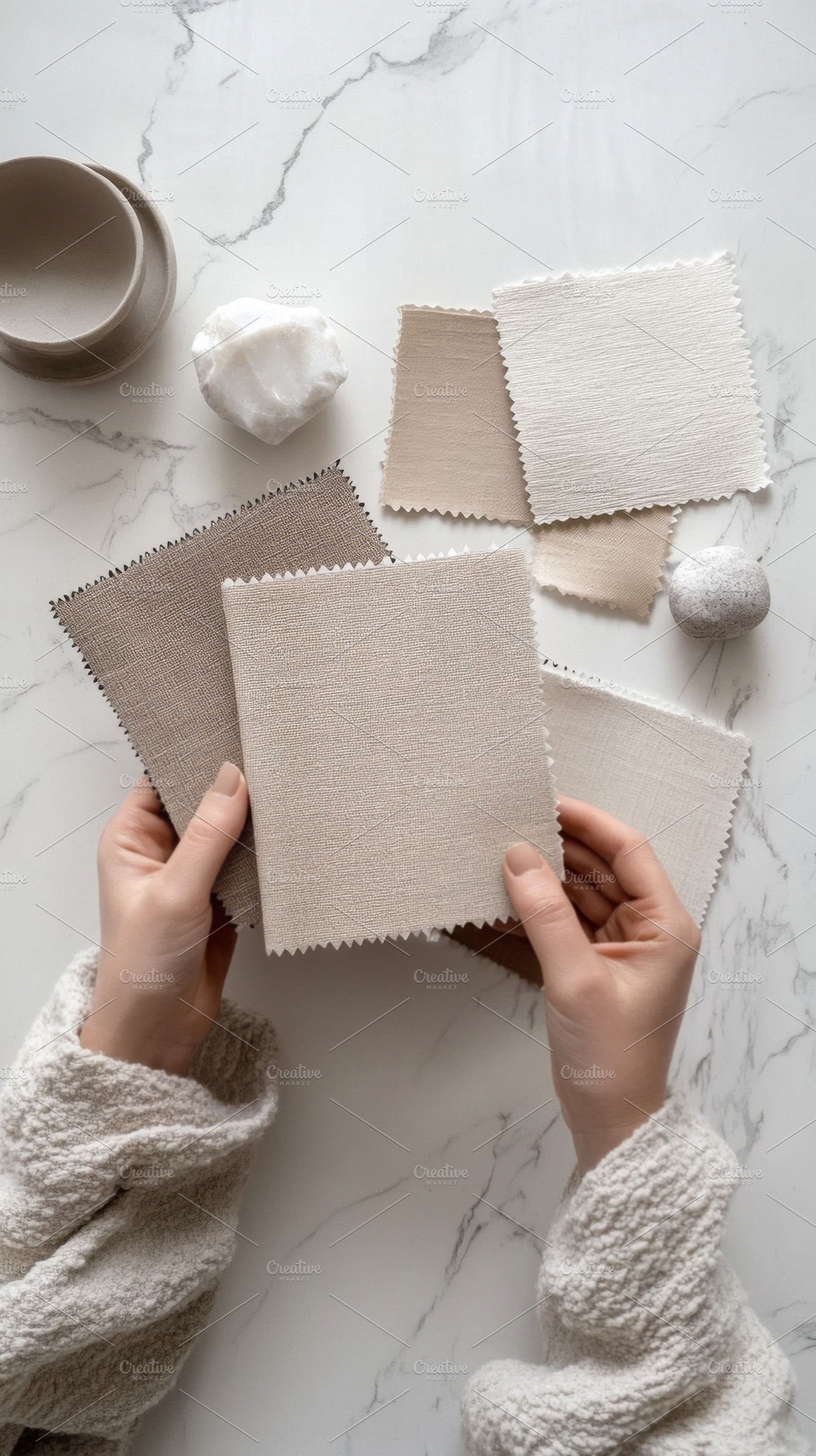 Neutral Fabric Swatches for Interior Design and Home Decor, an Abstract Photo by Natalia Klenova's Shop