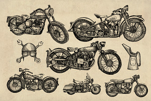 Classic Motorcycle Illustration Pack