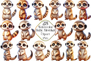 Watercolor Cute Baby Meerkat Clipart, an Illustration by CraftArtStudio (Thumbnail 1 of 5)