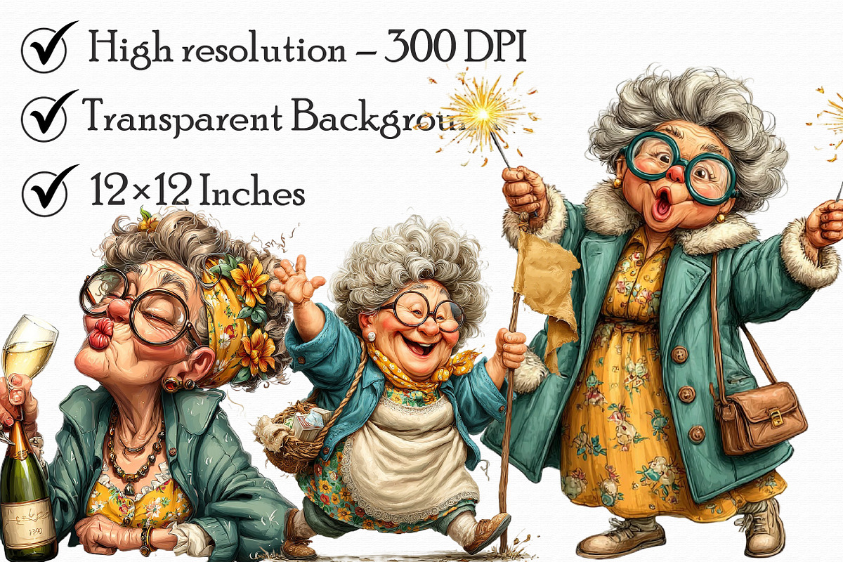 New year Funny Old Lady Sublimation, an Icon by Libby Wishes (Photo 3 of 7)